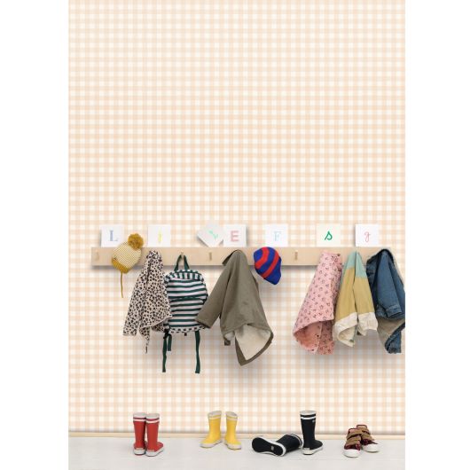 Papier peint intissé géométrique beige et blanc VICTORIA - Let's Go Girls par Caselio - 104420472
