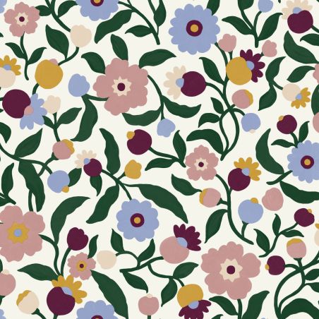 Papier peint intissé floral rose et prune CAPUCINE - Happy Kids Club par Caselio - 107630426