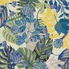 Papier peint intissé feuillage bleuet jaune paille BLISS ELECTRIC - Goja par Masureel - GOJ004