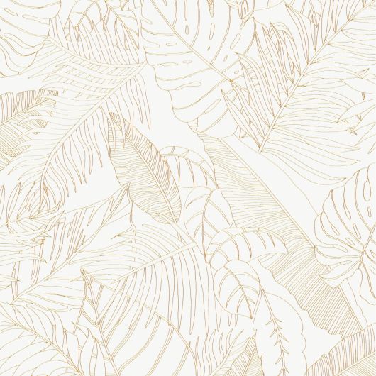 Papier peint intissé feuillage liseré doré TAHINA GOLD - La Vie en Rose par Masureel - LAV203