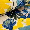 Papier peint intissé feuillage bleu  et jaune paille BLISS ELECTRIC - Goja par Masureel - GOJ004