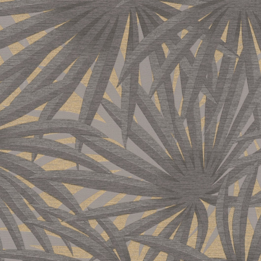 Papier peint vinyle sur intissé végétal gris béton et doré PALMERAIE - Metropolitan Stories 2 par As Creation - 37861-1