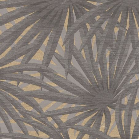 Papier peint vinyle sur intissé végétal gris béton et doré PALMERAIE - Metropolitan Stories 2 par As Creation - 37861-1