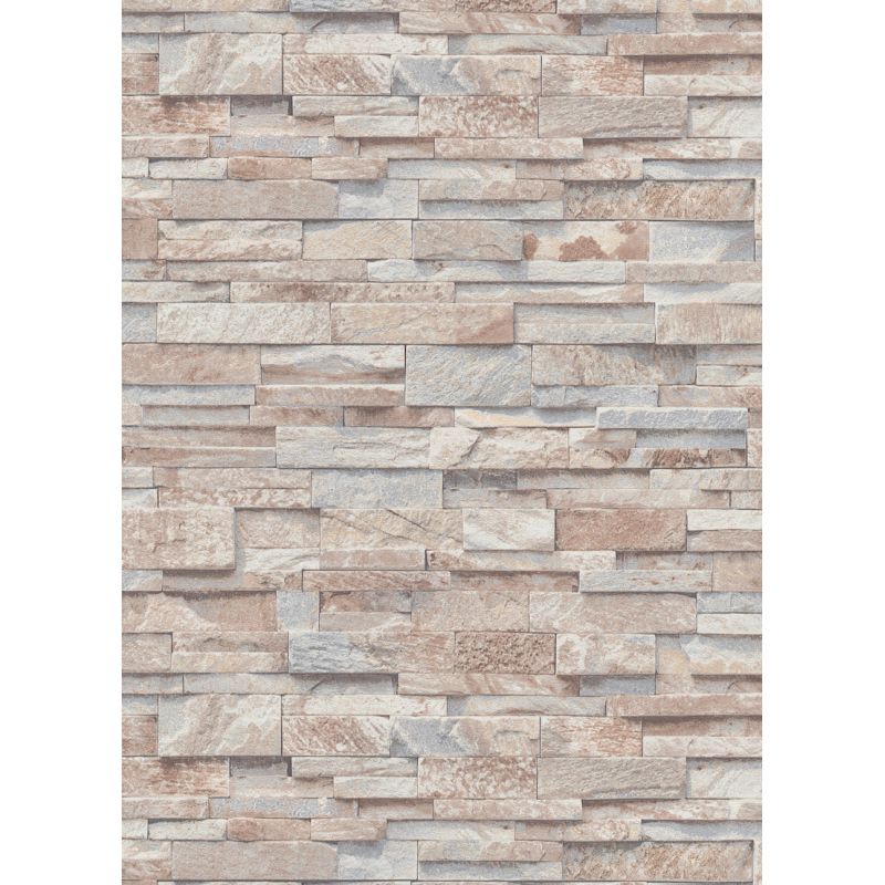 Papier peint vinyle sur intissé trompe l'œil beige et gris PAREMENT - Géométrique par Erismann - 02363-10