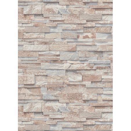 Papier peint vinyle sur intissé trompe l'œil beige et gris PAREMENT - Géométrique par Erismann - 02363-10