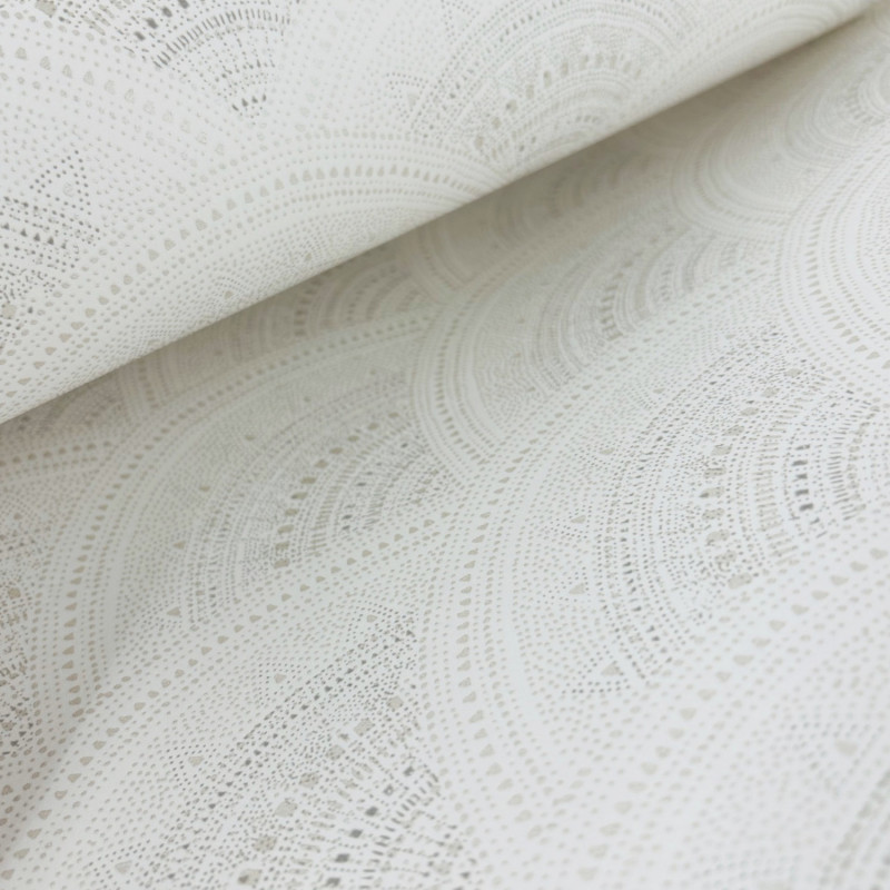 Papier peint intissé géométrie art déco beige et taupe CALLAIA LINEN - Bahia par Masureel - HIA201