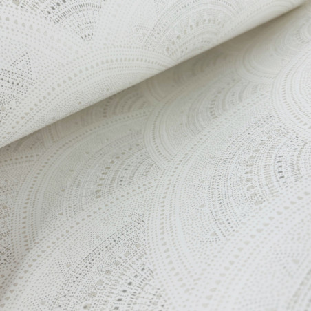 Papier peint intissé géométrie art déco beige et taupe CALLAIA LINEN - Bahia par Masureel - HIA201