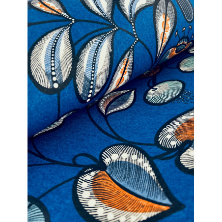 Papier peint intissé floral bleu majorelle et terracotta BAHIA STRELITZIA - bahia par Masureel - HIA004