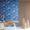 Papier peint intissé floral bleu majorelle et terracotta BAHIA STRELITZIA - bahia par Masureel - HIA004