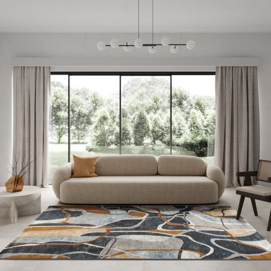 Tapis de salon - 160x230cm - Contemporain camel, bleu et gris Canyon par Ragolle