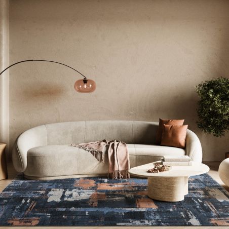 Tapis de salon - 133x195cm - Contemporain bleu, terracotta et beige Platinium par Ragolle