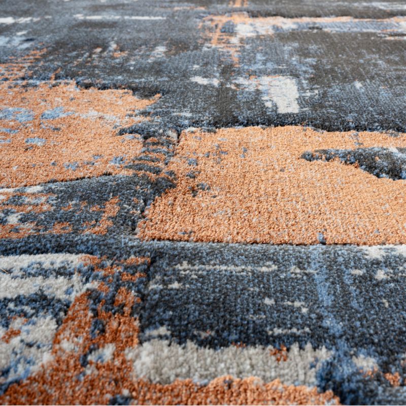 Tapis de salon - 133x195cm - Contemporain bleu, terracotta et beige Platinium par Ragolle