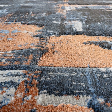 Tapis de salon - 133x195cm - Contemporain bleu, terracotta et beige Platinium par Ragolle
